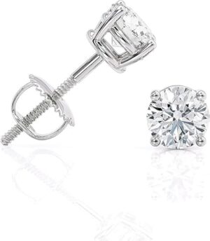 IGI Certified 1 to 10 Carat D-E Color and VS1-VS2 Clarity Lab Grown Diamond Stud Earrings for Women I 14k White Gold Earrings for Her I Secure Screw Back Made in USA by Beverly Hills Jewelers