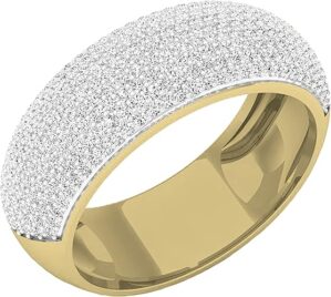 Dazzlingrock Collection 1.15 Cttw Round White Diamond Micro Pave Unisex Wedding Band in 10K Solid Gold