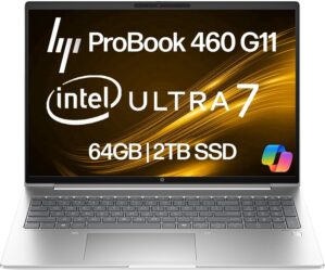HP ProBook 460 G11 Business Laptop 16” FHD+ Display, Intel Core Ultra 7 155U (Beats i7-1355U), 64GB DDR5 RAM, 2TB NVMe, Wi-Fi 6E, RJ-45, Webcam, Backlit…