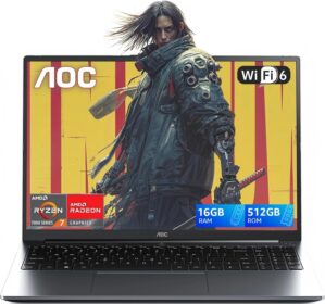 2025 AMD Gaming Laptop, 16 inch Laptop with AMD Ryzen 7 7735HS Processor (8C/16T, up to 4.75GHz), 16GB DDR5 512GB NVMe SSD Work Laptop, FHD Display, Metal…