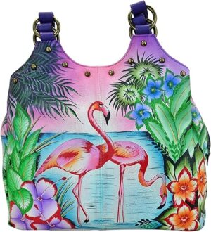 Anna by Anuschka Original Leather Hand-Painted Triple Compartment Medium Satchel