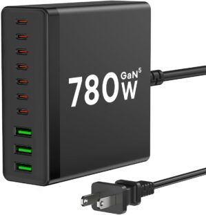 USB C Charger Block, 780W 10 Port Charging Station USB Charger Block Double 120W Gan Laptop Fast Charging Compatible with MacBook Air/Pro, iPhone, iPad,…