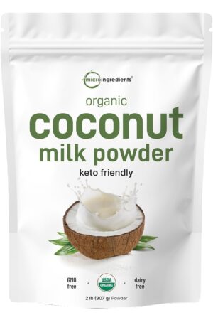 Micro Ingredients Organic Coconut Milk Powder, 2 Lb | Plant-Based Creamer for Coffee, Tea & Smoothies | Pure & Rich in MCT | Non-GMO, Gluten-Free,…