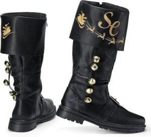 Christmas Santa Claus Boots for Men Wide Cuffs Santa Combat Boots Xmas Costume Accessory