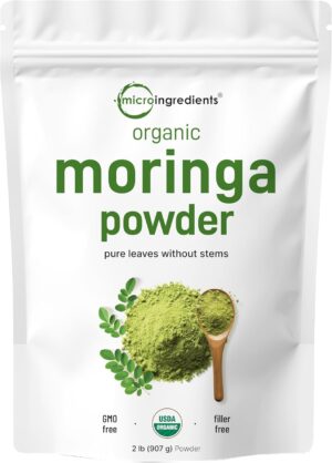 Micro Ingredients Organic Moringa Oleifera Leaf Powder, 2 Pounds, Rich in Antioxidants and Immune Vitamin, Great Superfoods for Moringa Tea, Moringa Drink,…