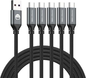 USB Type-C to A Cable 5pack 6ft Braided Fast Charging 3A Quick Charger Cord, 6 Foot Compatible iPhone 17/17 Pro/16e/16/15 Pro Max,Samsung Galaxy S10 S9 S8…
