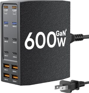 USB Charging Station (600W),12-Port USB C Charger Block with Dual 100W PD USB-C Fast Charging Station Hub for MacBook Pro/Air/All iPad Phone 17/16…